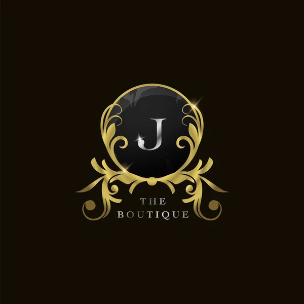 Letter Golden Circle Shield Luxury Boutique Logo Vector Design Concept — Stockvector