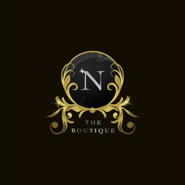 Carta Golden Circle Shield Luxo Boutique Logo Conceito Design Vetorial —  Vetores de Stock