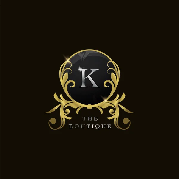 Letter Golden Circle Shield Luxury Boutique Logo Vector Design Concept — Διανυσματικό Αρχείο