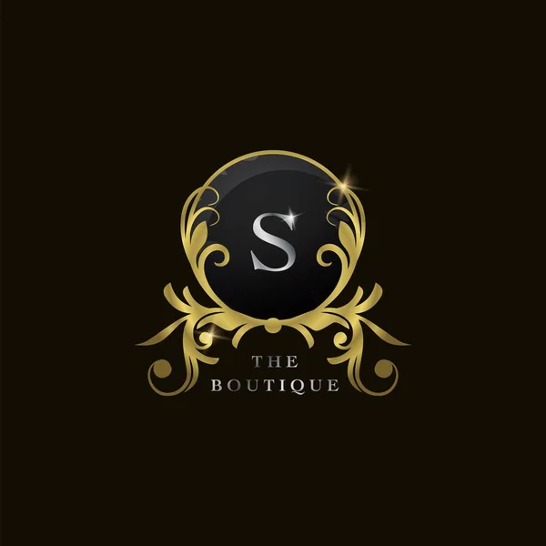 Letter Golden Circle Shield Luxury Boutique Logo Vector Design Concept — Διανυσματικό Αρχείο