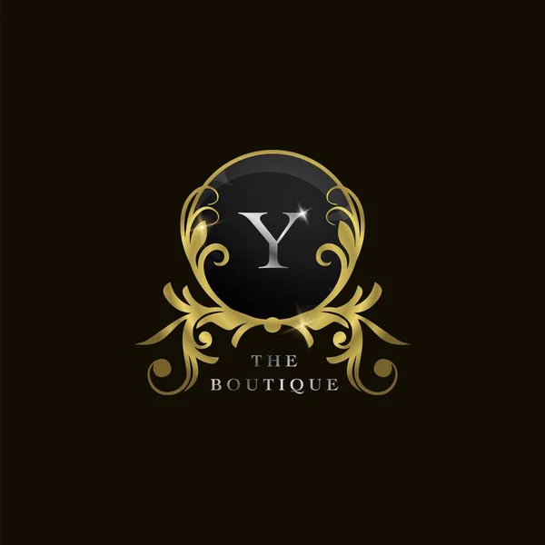 Carta Golden Circle Shield Luxo Boutique Logo Conceito Design Vetorial —  Vetores de Stock