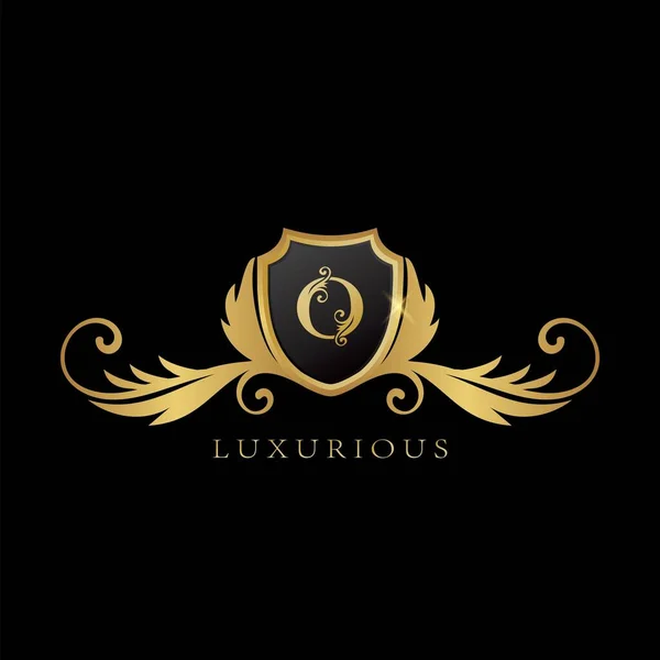 Golden Logo Luxus Shield Logó Tervezési Koncepció — Stock Vector