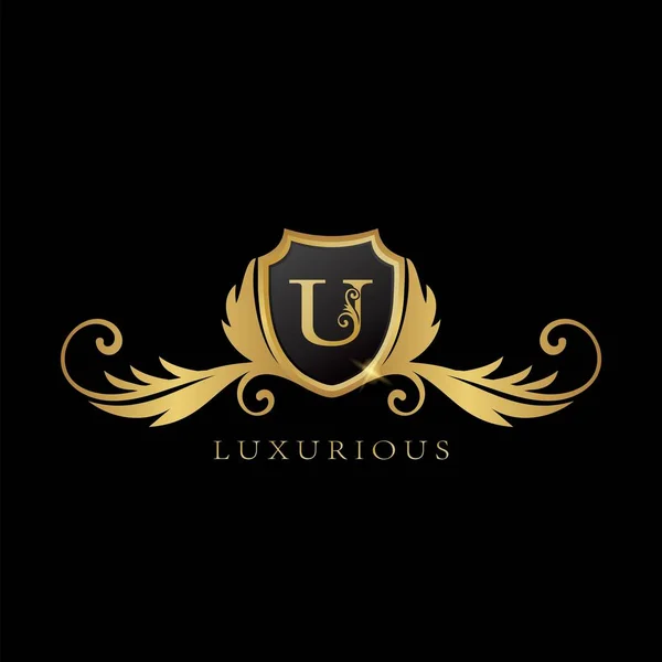 Logo Doré Luxueux Logo Bouclier Concept Conception — Image vectorielle