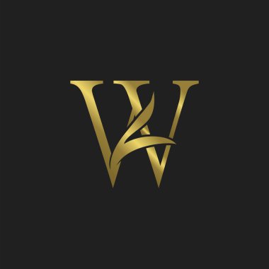 Altın Başlıklı W Harfi Lüks Logo Vektör Tasarımı.