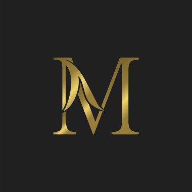 Altın Baş harfli M Harfi Logo Vektör Tasarımı.