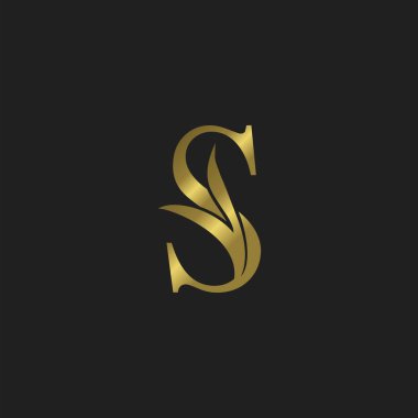 Altın Baş harfli S Harfi Lüks Logo Vektör Tasarımı.