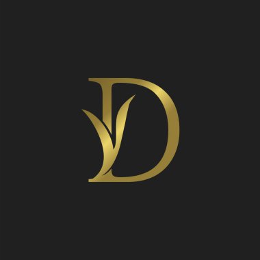 Altın Baş harfli D Harfi Logo Vektör Tasarımı.