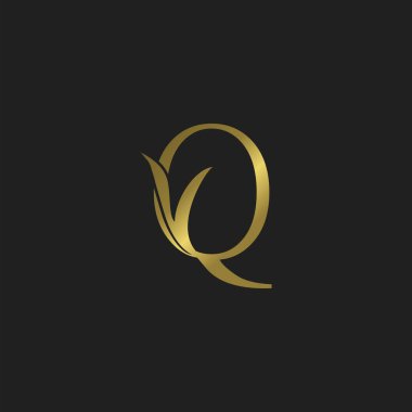 Altın Baş harfli Q Harfi Logo vektör tasarımı.