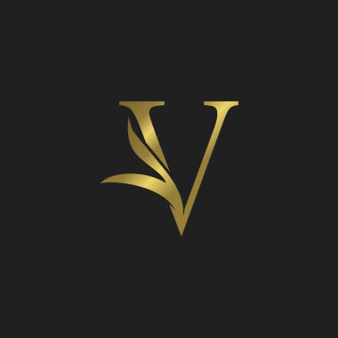 Altın Baş harfli V Harfli Logo Vektör Tasarımı.