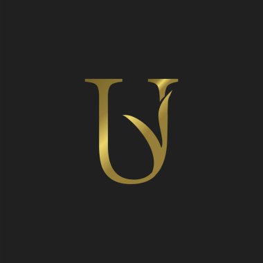 Altın Başlıklı U Harfi Logo Vektör Tasarımı.