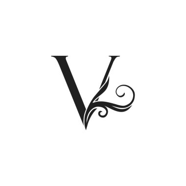 Lüks iş kimlikleri için ilk logo V vektör tasarımı konsepti lüks çiçek yaprağı konsepti.