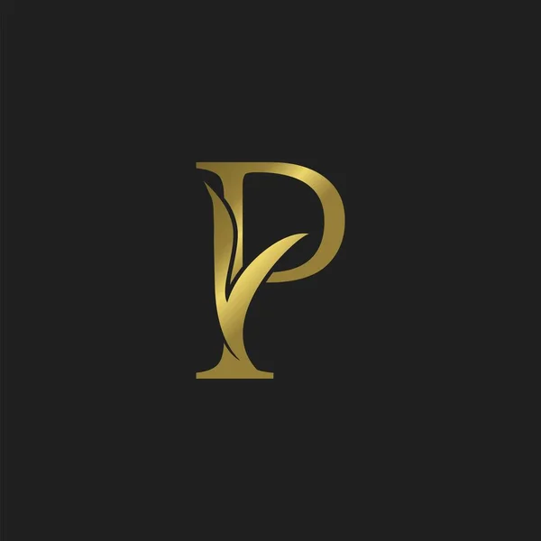 Golden Initial Letter Luxe Logo Vector Ontwerp — Stockvector