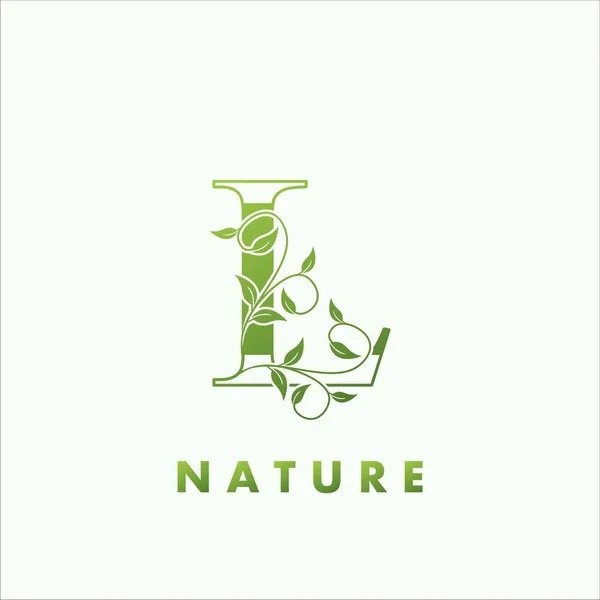 Initial Alphabet Letter Green Nature Logo Vector Logo Design Concept — Stock Vector