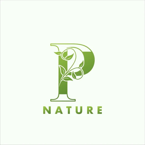 Αρχικό Αλφάβητο Γράμμα Πράσινο Λογότυπο Της Φύσης Διάνυσμα Έννοια Σχεδιασμό — Διανυσματικό Αρχείο