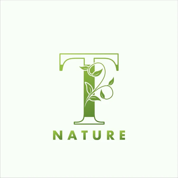 Αρχικό Αλφάβητο Γράμμα Green Nature Logo Vector Logo Design Έννοια — Διανυσματικό Αρχείο