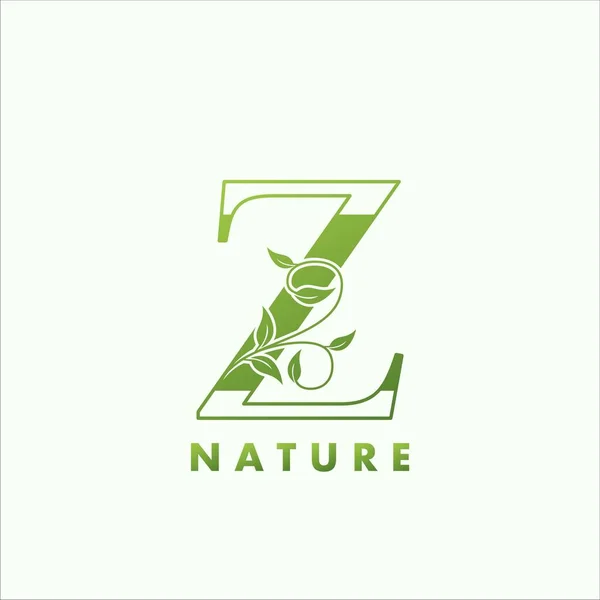 Initial Alphabet Letter Green Nature Logo Vector Logo Design Concept — Stock Vector