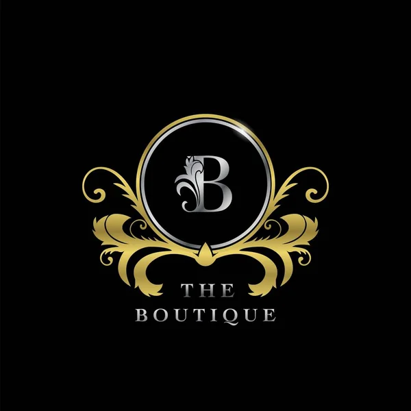 Carta Círculo Dourado Boutique Luxo Logotipo Inicial Ícone Conceito Design —  Vetores de Stock