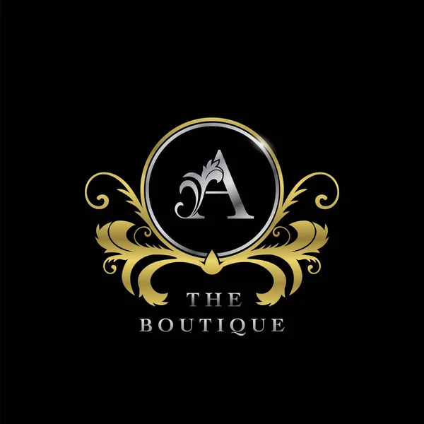 Una Carta Golden Circle Luxury Boutique Icono Logotipo Inicial Concepto — Archivo Imágenes Vectoriales