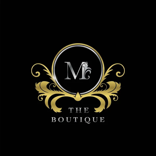 Letter Golden Circle Luxury Boutique Initial Logo Icon Elegantie Vector — Stockvector