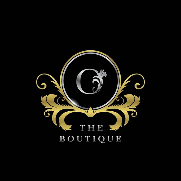 Letter Golden Circle Luxury Boutique Initial Logo Icon Elegance Vector — 스톡 벡터