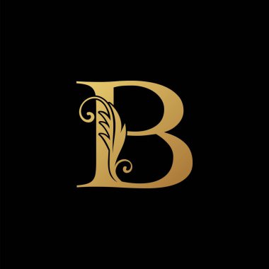 Harf B Altın Başlangıç Konforlu Logo Simgesi, monogram vektör tasarımı konsepti.