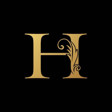 H harfi Altın Başlangıç Konforlu Logo Simgesi, monogram vektör tasarım kavramı.