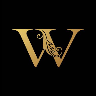 W Harfi Altın Başlangıç Lüks Logo Simgesi, monogram vektör tasarım kavramı.