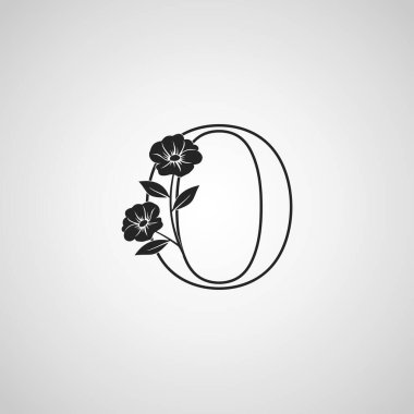 Özet Harf O Monogram İlk Logo Simgesi, Basit lüks vektör tasarımı kavramı Yaprak yapraklı soyut doğa çiçekleri.