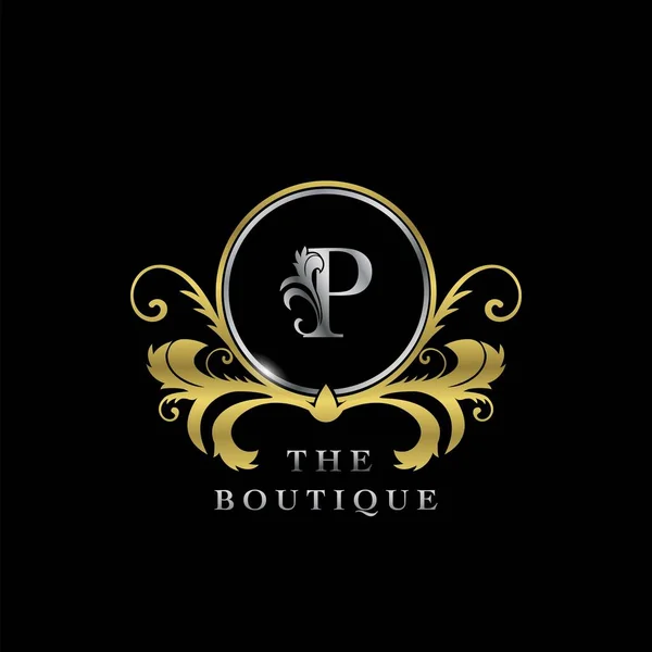 Letter Golden Circle Luxury Boutique Icono Logotipo Inicial Concepto Diseño — Archivo Imágenes Vectoriales