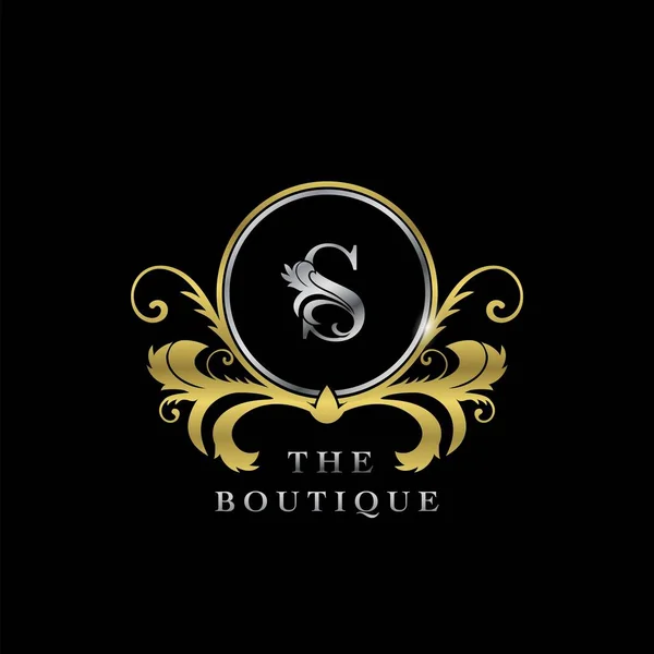 Brev Golden Circle Luxury Boutique Initial Logo Ikon Elegance Vektor — Stock vektor