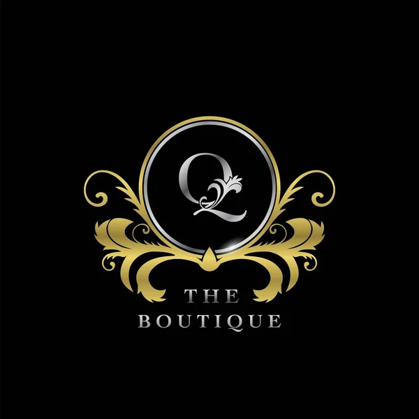 Qletter Golden Circle Luxury Boutique Initial Logo Icon Elegance Vector — 图库矢量图片