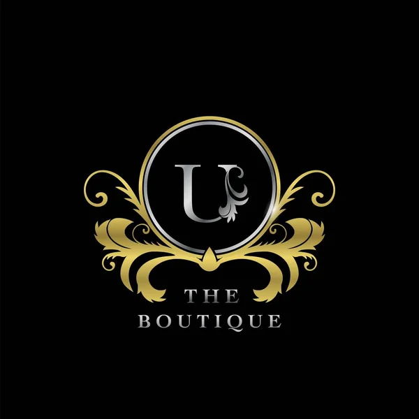Letter Golden Circle Luxury Boutique Initial Logo Icon Eleganz Vektor — Stockvektor