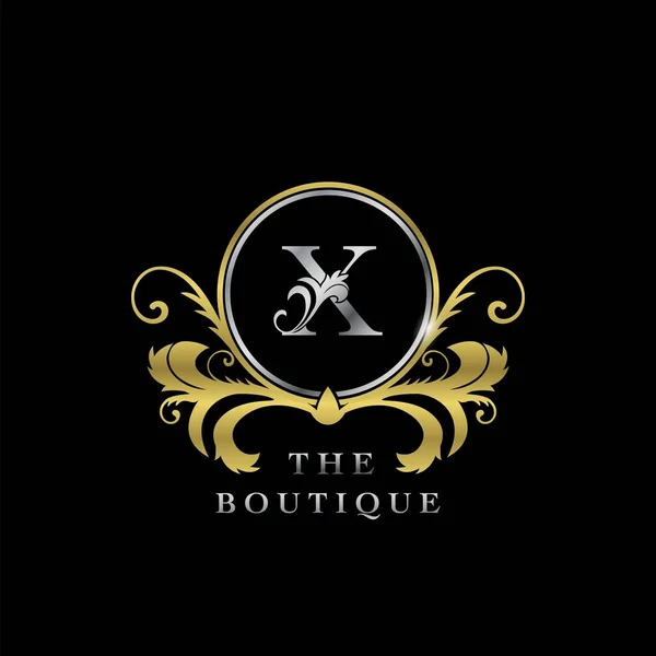 Letter Golden Circle Luxury Boutique Initial Logo Icon Elegance Vektor — Stockvektor
