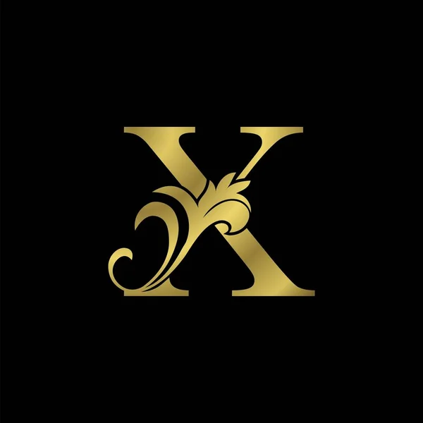 Golden Letra Inicial Ícone Logotipo Luxuoso Conceito Design Vetor Luxo — Vetor de Stock