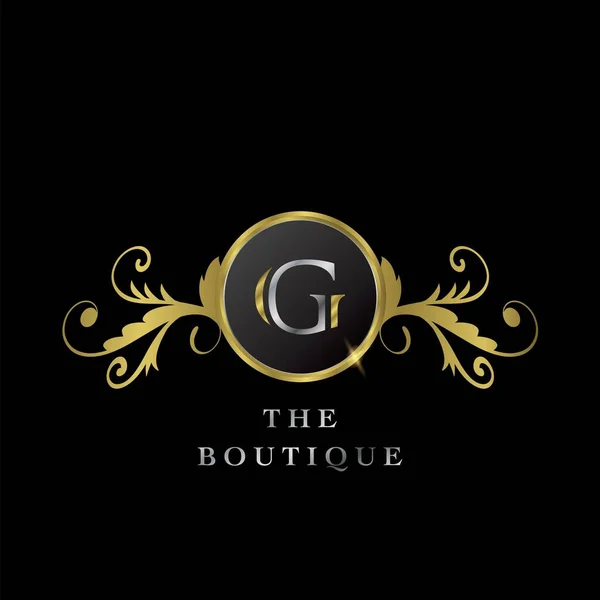Golden Circle Logo Luxury Boutique Vektorový Design Koncept — Stockový vektor