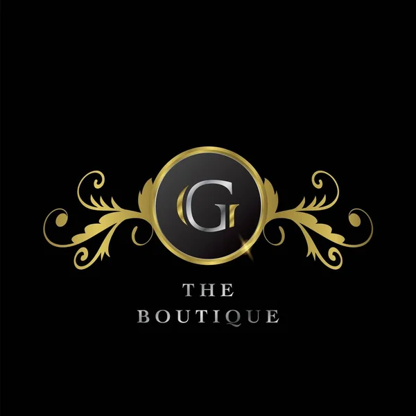 Golden Circle Logó Luxus Boutique Vektor Tervezési Koncepció — Stock Vector