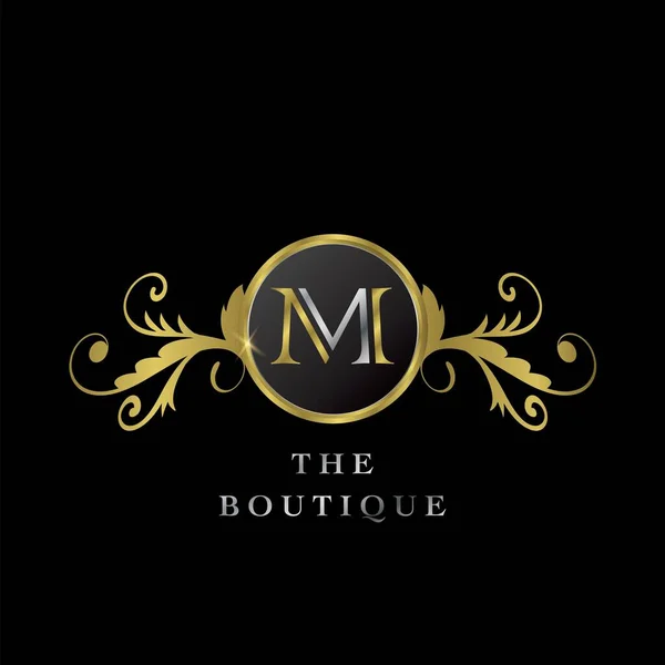 Golden Circle Logo Luxury Boutique Vektorový Design Koncept — Stockový vektor