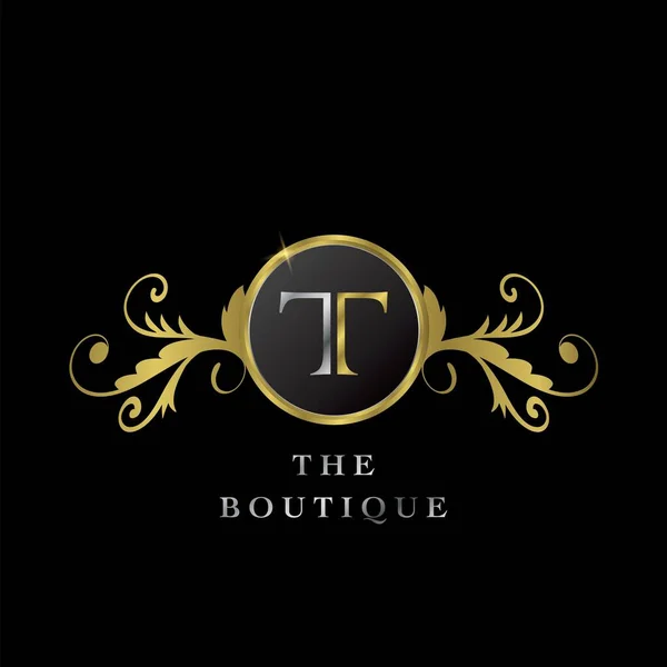Golden Circle Logo Luxury Boutique Koncepcja Wektorowa — Wektor stockowy