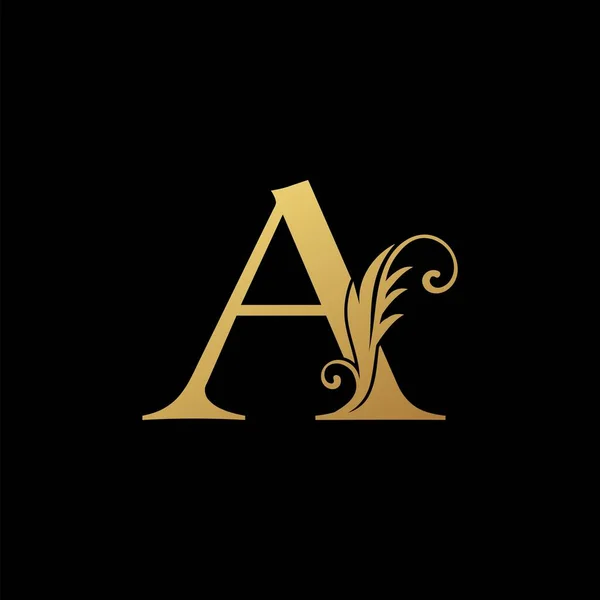 Lettre Golden Initial Luxury Logo Icône Concept Conception Vectorielle Monogramme — Image vectorielle