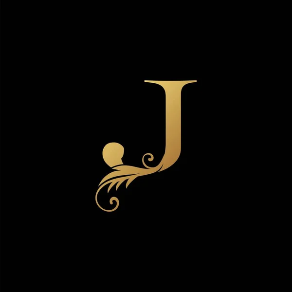 Golden Initial Luxury Logo Icon Monogramベクトルデザインコンセプト — ストックベクタ