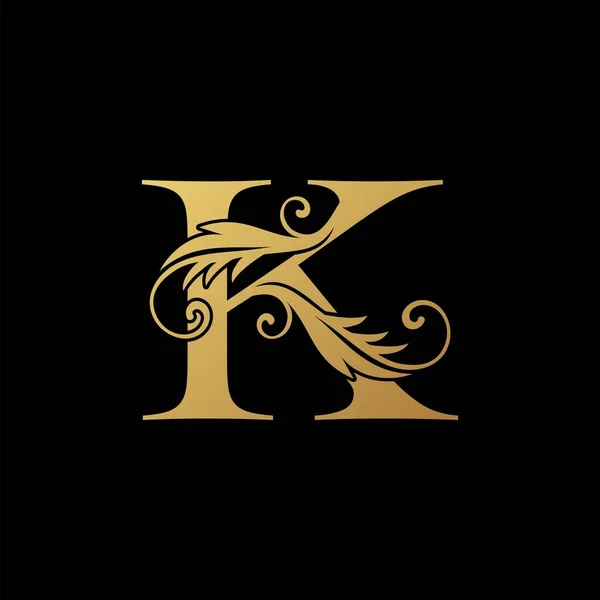 K harfi İlk Lüks Logo Simgesi, monogram vektör tasarım kavramı.