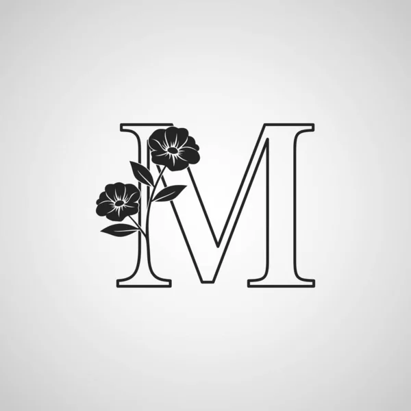 简约字母M字首字母标志图标 简约的豪华矢量设计概念抽象自然叶型花卉 — 图库矢量图片