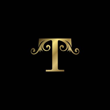 Golden T İlk Mektup lüks logo simgesi, lüks işletmeler için klasik lüks vektör tasarım konsept alfabe harfi.