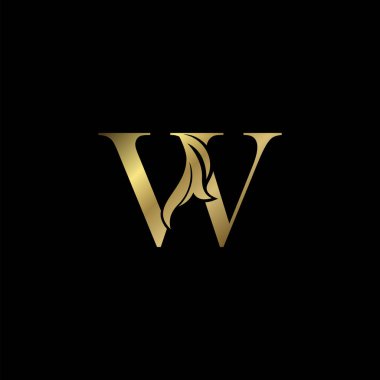 Altın W İlk Mektup lüks logo simgesi, lüks işletmeler için klasik lüks vektör tasarım kavramı alfabe harfi.