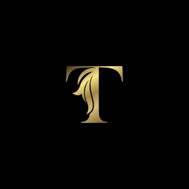 Golden T İlk Mektup lüks logo simgesi, lüks işletmeler için klasik lüks vektör tasarım konsept alfabe harfi.