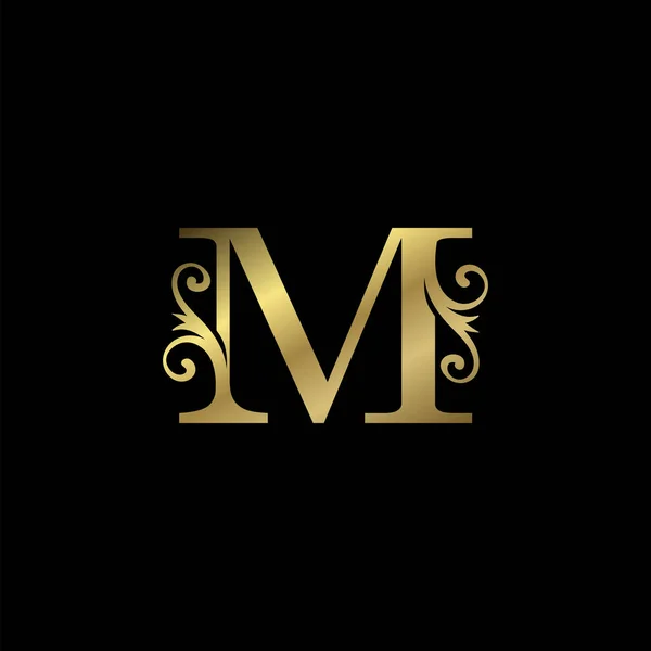 金M首字母豪华标志图标 老式豪华向量设计概念字母奢侈品业务字母 — 图库矢量图片