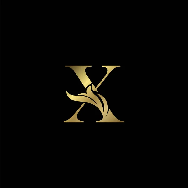 Golden Initial Letter Ícone Logotipo Luxo Vintage Luxuoso Vetor Design — Vetor de Stock