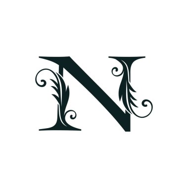 Monogram İlk harf N lüks logo simgesi, lüks iş dünyası için lüks vektör tasarım alfabesi harfi.