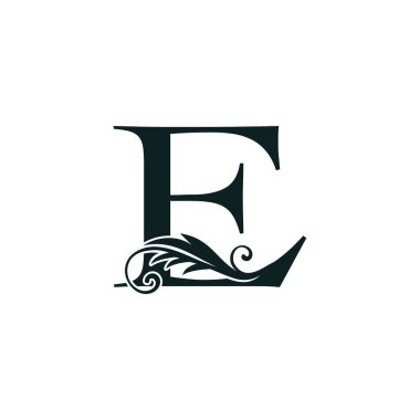 Monogram İlk Mektup E lüks logo simgesi, lüks iş dünyası için lüks vektör tasarım kavramı alfabe harfi.