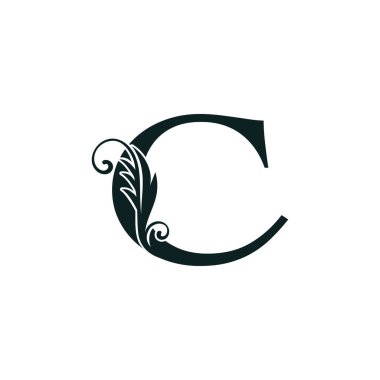 Monogram C harfi logo simgesi, lüks vektör tasarım kavramı alfabe harfi klasik iş dünyası için..